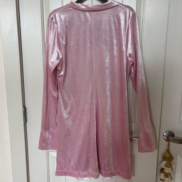 Free People Pink Velvet Button-Down Dress Duster - Picture 4 of 6